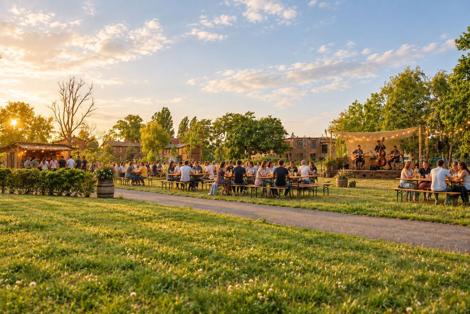 Beer garden and concert area in the garden at the Cordeshof