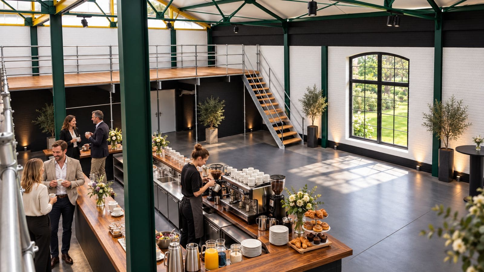 Kaffeebar am Vormittag, Blick in den Garten des Cordeshofs